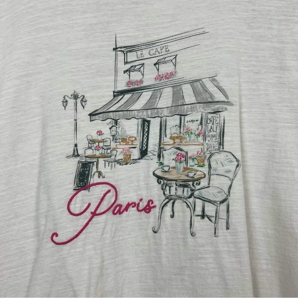 J. Crew T-Shirt Tee 100% Cotton Paris Cafe Graphic - Picture 4 of 7